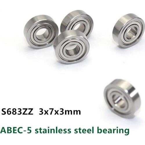 50pcs/lot ABEC-5 S683ZZ 3x7x3 stainless steel deep groove ball bearing S683 -2Z 3*7*3 mm