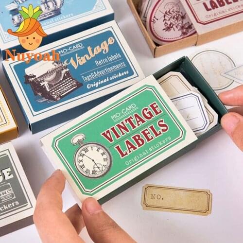 60pcs/pack Vintage Sticker for Journaling Writable Label Album Scrapbooking Aesthetic Stickers DIY Diary Handbook Decoration
