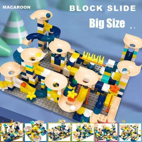 86-258pcs Marble Race Run Blocks Big Size Building Blocks Funnel Slide Blocks Assemble Bricks Educational Toys For Children