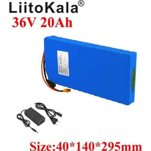 LiitoKala 36V 20AH Electric Bike Battery 20A BMS Lithium Battery Pack 36V with Ebike Battery XT60 plug with 42V 2A charger