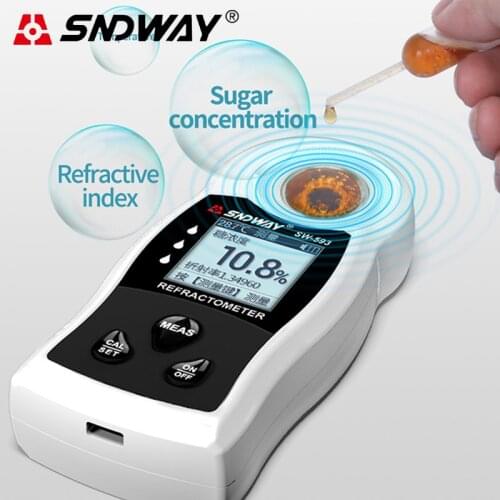 2-In-1Auto Rechargeable Sugar Refractometer Hydrometer Meter Brix Concentration Fruit Sweet Acidity Non-Destructive Testing Fast