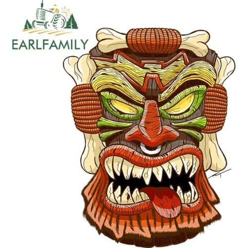 EARLFAMILY 13cm x 9.8cm for Hawaii Tiki Car Sticker Personality Surfboard Decal Snowboard Personality Camper Vinyl Car Wrap