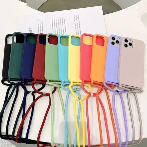 Strap Cord Chain Necklace Lanyard Phone Case For Huawei Y7A P Smart 2021 P50 Pro P40 Lite 4G 5G P30 P20 Mate 40 Matte Soft Cover