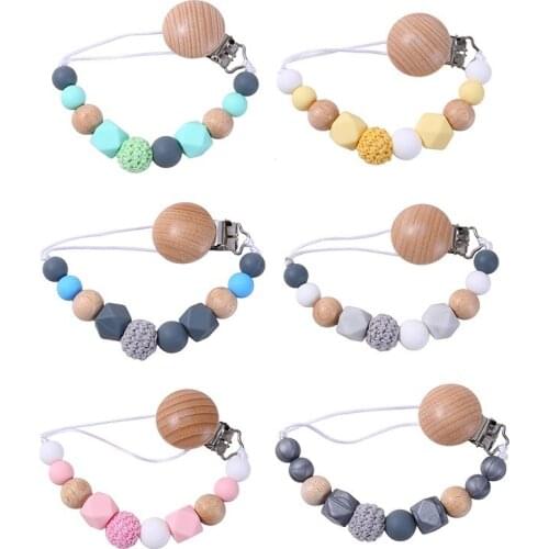 Baby Pacifier Clips Silicone Teething Beads Holder For Pacifier Soothie Clips Chian Silicone Teethers Toy Pendent For Pacifier