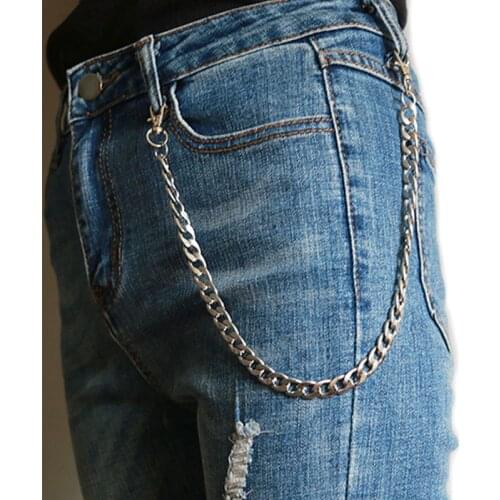 Long Metal Wallet Chain Leash Pant Jean Keychain Ring Clip Mens Hip Hop Stainless Steel Jewelry