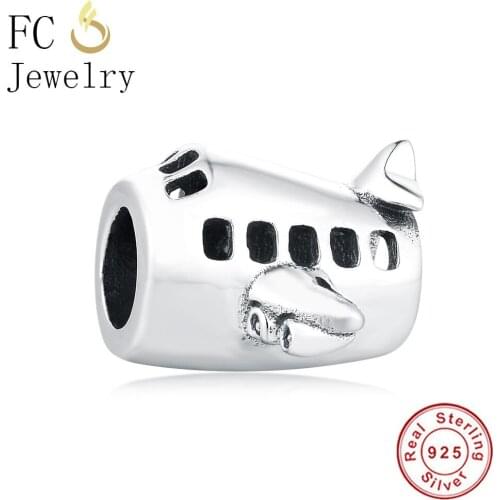 FC Jewelry Fit Original Brand Charm Bracelet 925 Sterling Silver Travel AirPlane Aircraft Plane Wing Bead Making Kids Berloque