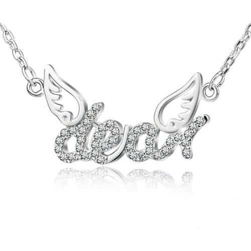 GNX0369 925 Sterling Silver Pendants Necklaces Choker Lovely Crystal DEAR Pendant Fashion Charming Jewelry Necklace For Women