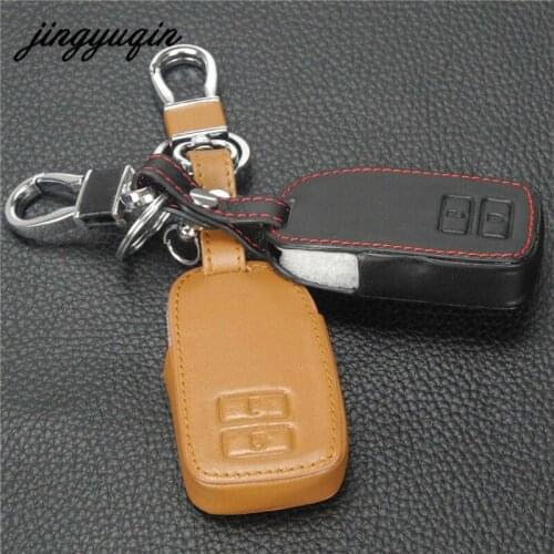 Jingyuqin Keyless Smart Remote Key Case Fob 2 Button for Toyota Camry Avalon Avalon RAV4 Land Cruiser New Leather Cover