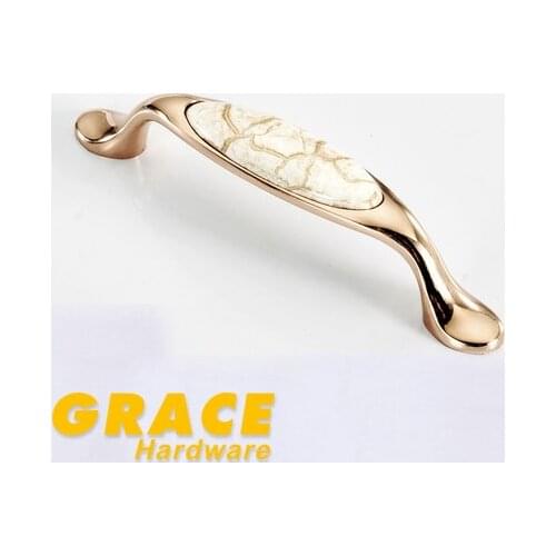 Rose Gold Ceramic Handle European Furniture Antique Cabinet Drawer Chest Door Knob (C.C:96mm,L:121mm)