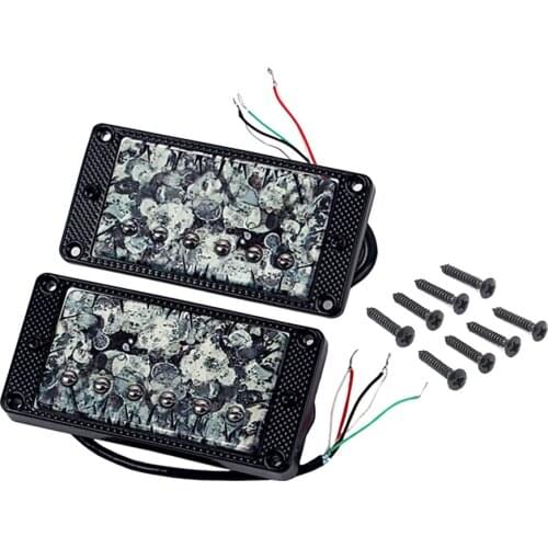 Pack of 2 Neck+Bridge Pickups Black Zinc Alloy Frame for Electric Guitar, with Silver Mounting Screws