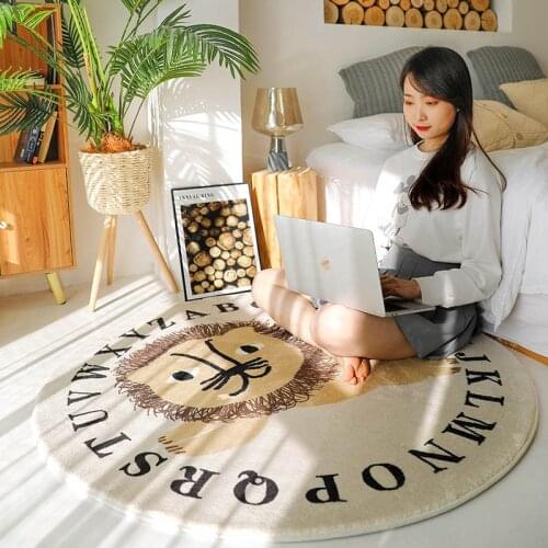Cartoon Lion Round Carpet Bedroom Bed Blanket Children Floor Mat INS Computer Chair Dresser Hanging Basket Cushion Mat Tapis Rug