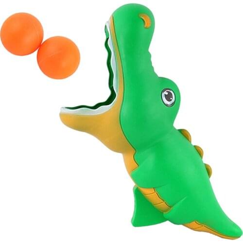 Ball Shooting Automatic Toy Cartoon Green Dinosaurs Toy Kids Launch and Catch Ball Toy for Boys