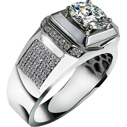 Classic Original Design 925 Sterling Silver Mens Ring Luxury Trendy Diamond Engagement Wedding Anniversary Jewelry Elegant Gift