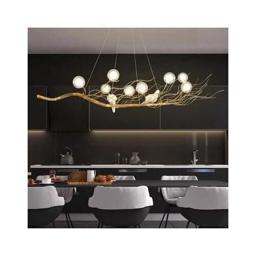 Retro Iron Branch Led Pendant Chandeliers Lustre Dining Room Led Chandelier Lighting Bird Nest LED Hanging Lights Fixture