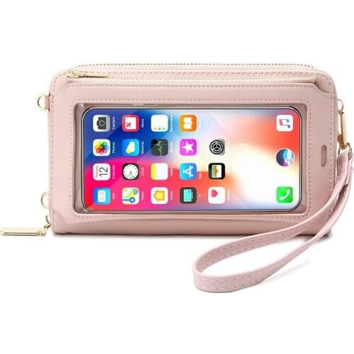 Rfid New Fashion Women Outdoor Pocket Wallet Crossbody Bag Decorative Mobile Phone Screen Touch Daily