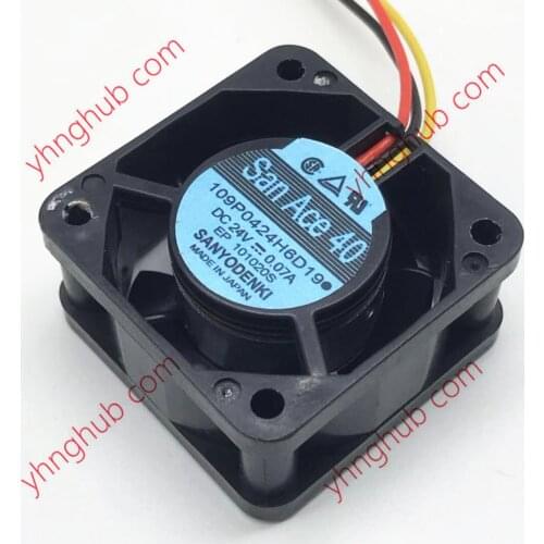 SANYO DENKI 109P0424H6D19 DC 24V 0.07A 3-Wire 40x40x20mm Server Cooling Fan