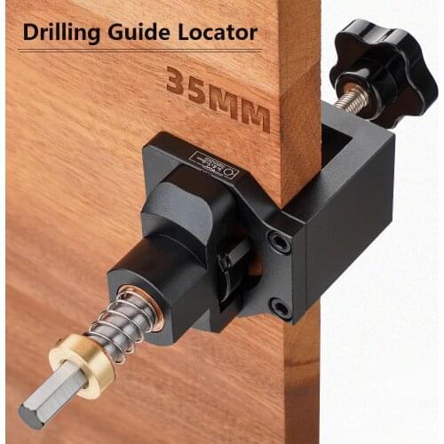 Hinge Jig with Clamp Forsnter Drill Bit Drilling Guide Hole Punch Locator Kit Woodworking Cabinet Door Insta