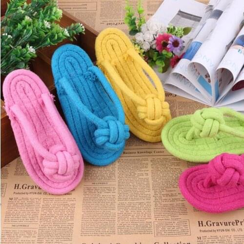 Cotton rope flip flops styles dog chew toys handmade braided pet bite toys teeth cleaning slippers shape pet play toys for dogs