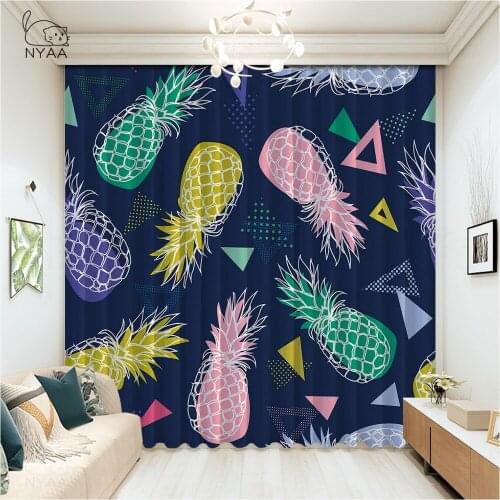 3D Digital Print Pineapple Curtains For Elegant Room Hotel Modern Living Room Curtains Cafe Curtain For Children Micro Shading
