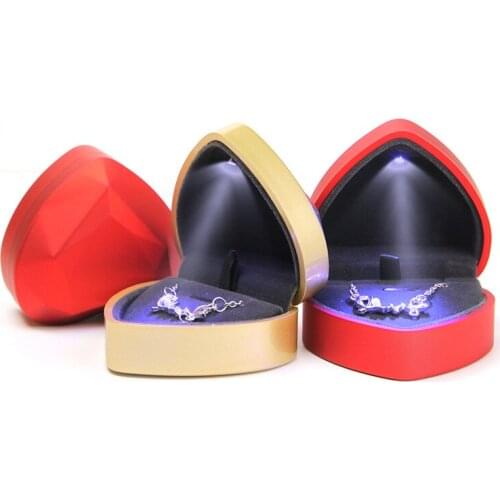 LED Heart Jewelry Box for Ring Pendant Necklaces Engagement Wedding Anniversary Festival Birthday Gift Boxs