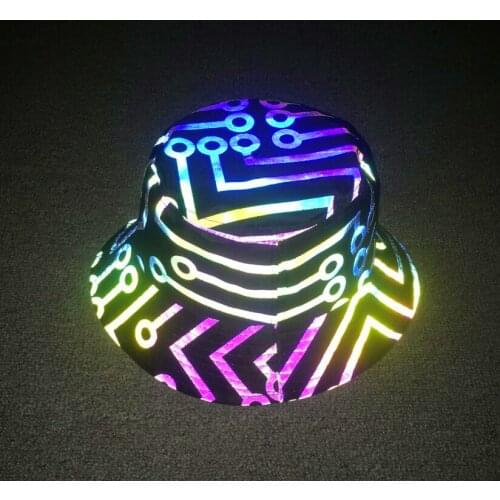 Reflective Cool Bucket for Men Women Czapka Z Daszkiem Casquettes Gorra Beisbol Meska Night Run Fishing Trend Circuit UNIbeauty