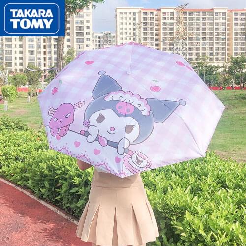 TAKARA TOMY cute cartoon folding automatic sun umbrella simple ladies rain and sun dual-use sunscreen sweet umbrella