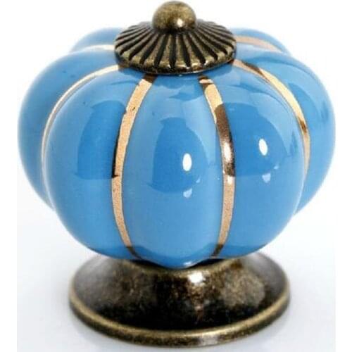Pumpkin Dresser Knob Drawer Pull red white green blue black yellow orange bronze Ceramic pull Rustico rural porcelain handle