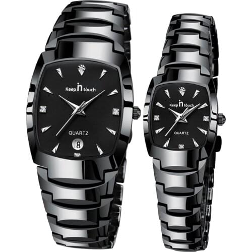 Keep In Touch Luxury Brand Lover Watches Fashion Square Waterproof Quartz Wristwatch With Calendar Pair Watch For Couples Gifts
