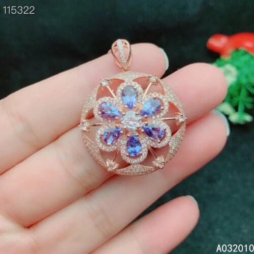 KJJEAXCMY Fine Jewelry 925 Sterling Silver inlaid Natural Tanzanite Female Pendant Necklace fashion Support Detection