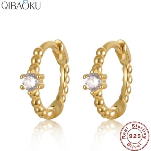 Hot Sale 925 Sterling Silver Earring Gold Color Small Circle Hoop Earrings For Women Birthday Simple Noble Jewelry Gift NO.11