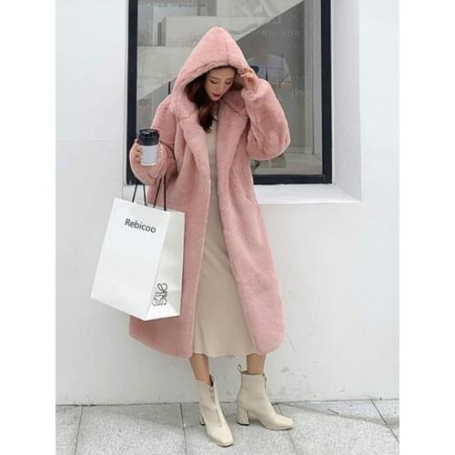 Winter New High-end Fashion Fur Coat Plush Fur Warm Leisure Jacket Female Imitation Mink Thick Long Hooded Large size Coat