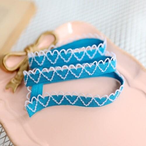 1M Elastic Lace Fabric Love Lace Ribbon 1 2cm Blue Lace Fabric Sewing Trim Decorations For Clothes Craft Supplies dentelle LP37