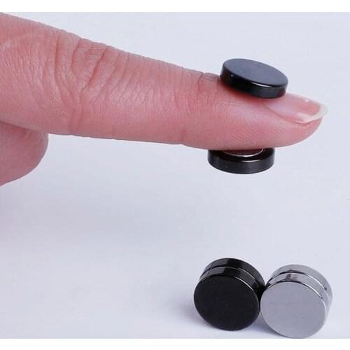 1pc Punk Titanium Steel Men Strong Magnet Magnetic Ear Clip Stud Set Non Piercing Earrings For Boyfriend Lover Jewelry Gift