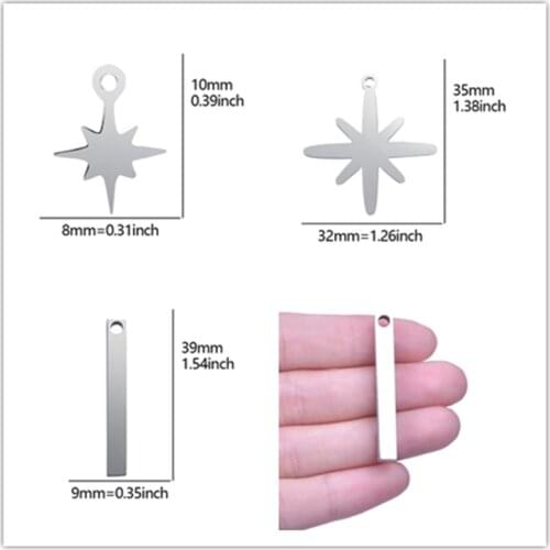 10PCS Stainless Steel Jewelry Findings Charms Pendant Geometric Strip DIY For Necklace Bracelet Earrings Nickle Free