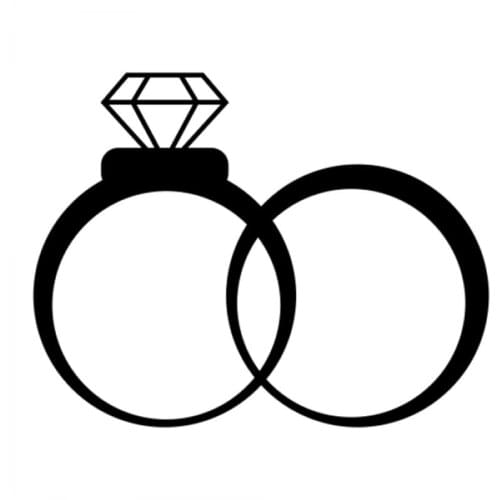 30x24cm Wedding Diamond Rings Wedding Car Sticker Decor Ged Married Bride Groom Window Rear Windshield Decal Stickers CL259