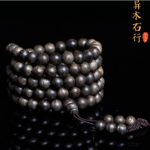 6/7/8mm*108 Real Natural Wood Beads Bracelet Tibetan Buddhism Jewelry for Men Women Reiki Meditation Prayer Beaded Chain Wooden