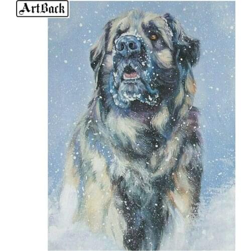 5d diy diamond painting big dog animal snow full square diamond embroidery new arrival diamond mosaic 3d wall sticker