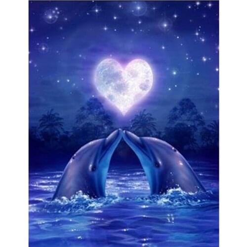 5d Diamond Painting Full Round Diamond Embroidery Dolphin Cross Stitch Kits Mosaic Animals Sale Rhinestones Art Handwork Gift