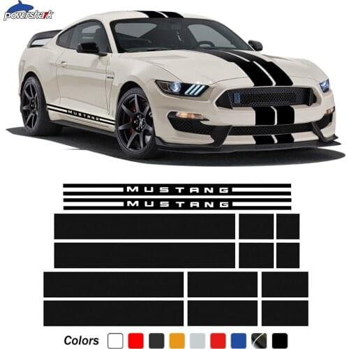 Car Hood Roof Trunk Carbon Fiber Vinyl Decal Side Stripe Skirt Sticker For Ford Mustang 2015-Present GT Shelby 500 Accessories