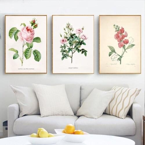 Unframed Nordic Canvas Painting Still Life Minimalist Tropical Art Vintage Flower Plant Wall Picture Poster Room Decoration