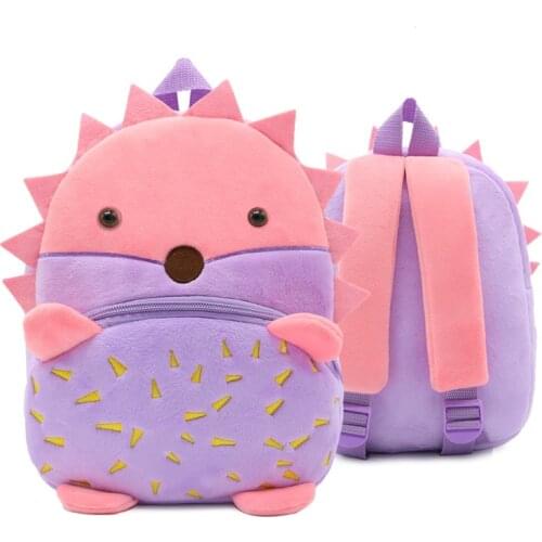 Children School Backpack Cartoon Hedgehog Design Comfortable Soft Plush Material For Toddler Baby Kindergarten Kids School Bag