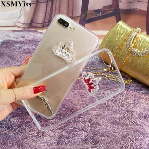 For SamsungS6 S7 S8 S9 S10 PLUS S10 Lite Note5 8 9 Case Luxury Bling Rhinestone Diamond Crown Soft Transparent TPU Cover Case
