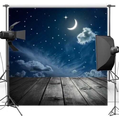 Night Sky Vinyl Photography Background For Baby New Moon New Material Polyester Backdrop For Children photo studio Props F2748