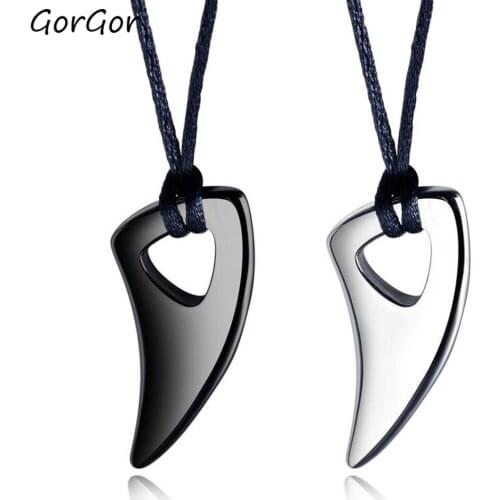 GorGor Necklace Men Stainless Steel Pattern Wolfs Fang Pendant Rope Chain Individuality Party Popular AccessoriesTX-1514
