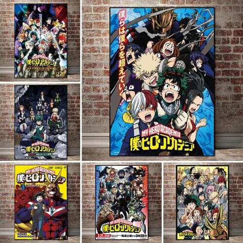 WTQ Canvas Painting Japanese Anime Posters My Hero Academia Retro Poster Wall Decor Wall Art Picture for Living Room Decor