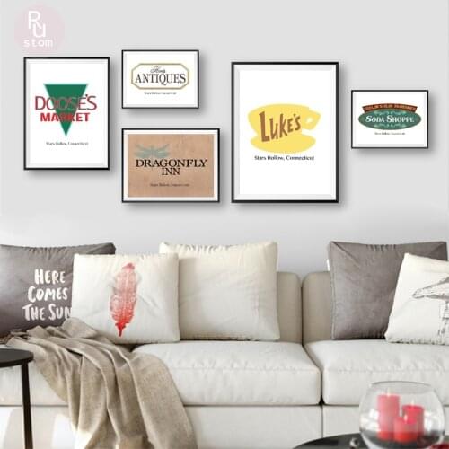 Gilmore Girls Classic TV Show Posters and Prints Stars Hollow Town Signs Wall Art Canvas Painting Pictures Home Room Wall Decor
