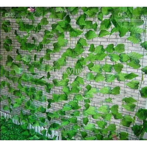 Beautiful Simulation of Artificial Green Climbing Vines of Grape Leaves for Home Wall Decor Party Decoration Free Shipping