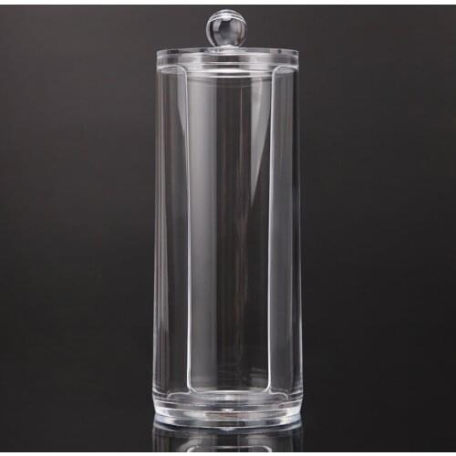 Acrylic Round Cylindrical Cotton Pad Dispenser Cosmetic Cotton Storage Box Storage Bottle Transparent Plastic Storage Boxes