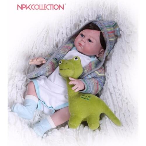 NPK 47cm reborn dolls soft silicone vinyl baby dolls bebe prince reborn bonecas nice clothing girafa plush doll gift kids toys