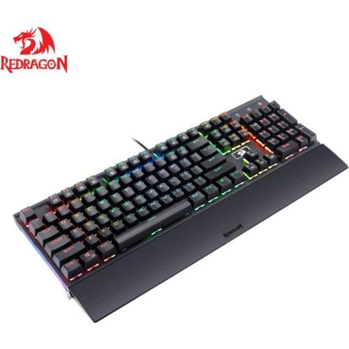Redragon K567 RAHU RGB Backlit LED Blue Switches 104 Keys Mechanical Gaming Keyboard with Detachable Wrist Rest